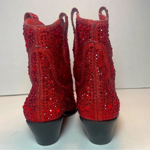 BNIB FIRST QUALITY Jessica Simpson Red Tamira 2 Rhinestone Ankle Boots 6M - Picture 2 of 15